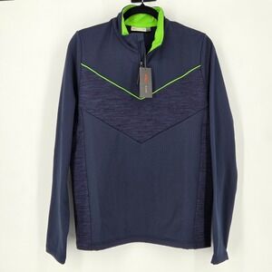 KJUS NEW Men's Medium Damon Midlayer Half-Zip 1/2 Zip Pullover Atlanta Blue Golf